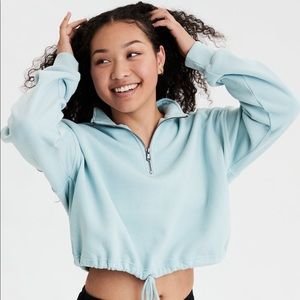 American Eagle Cropped Drawstring Sweatshirt